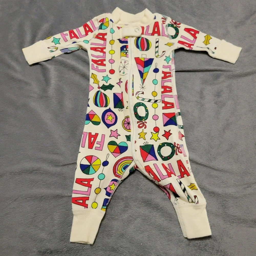 Hanna Andersson PJ Baby 3 Month Christmas‎ Pajama Green Red Fala Organic Stained